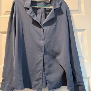 Grace Karin Blue Button-Up Blouse